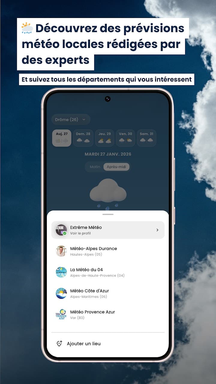 Découvrez des prévisions météo locales rédigées par des experts, et suivez tous les départements qui vous intéressent